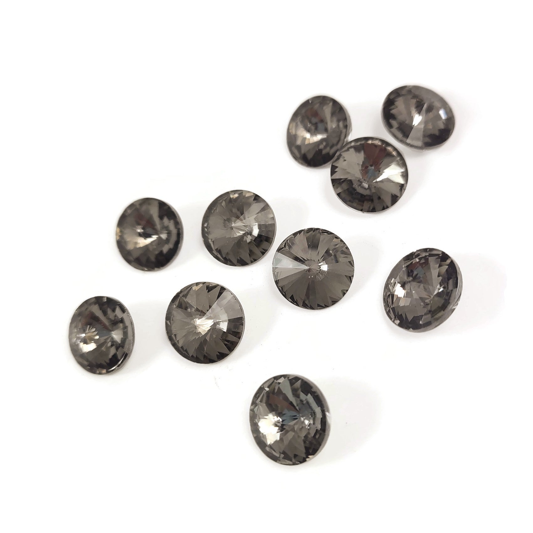 10 strass pointus, Cabochons style diamant en verre, 12mm