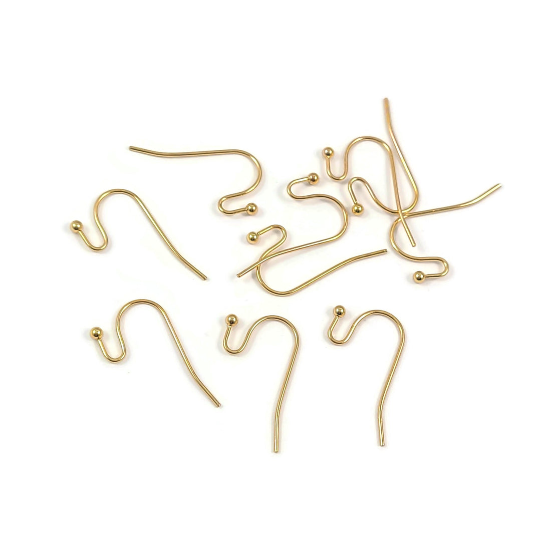 10 PVD gold plated shepherd hook ear wires