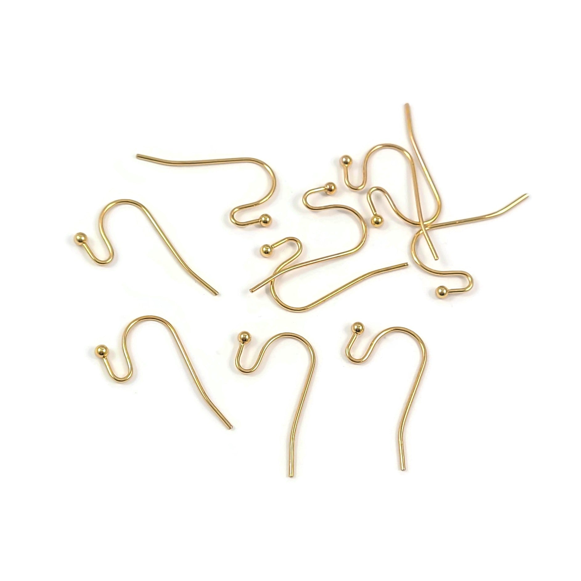 10 PVD gold plated shepherd hook ear wires