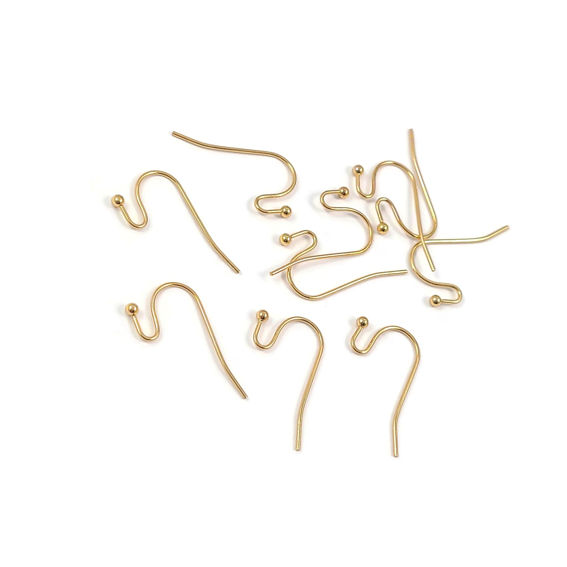 10 PVD gold plated shepherd hook ear wires