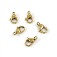 5 PVD gold stainless steel lobster clasps