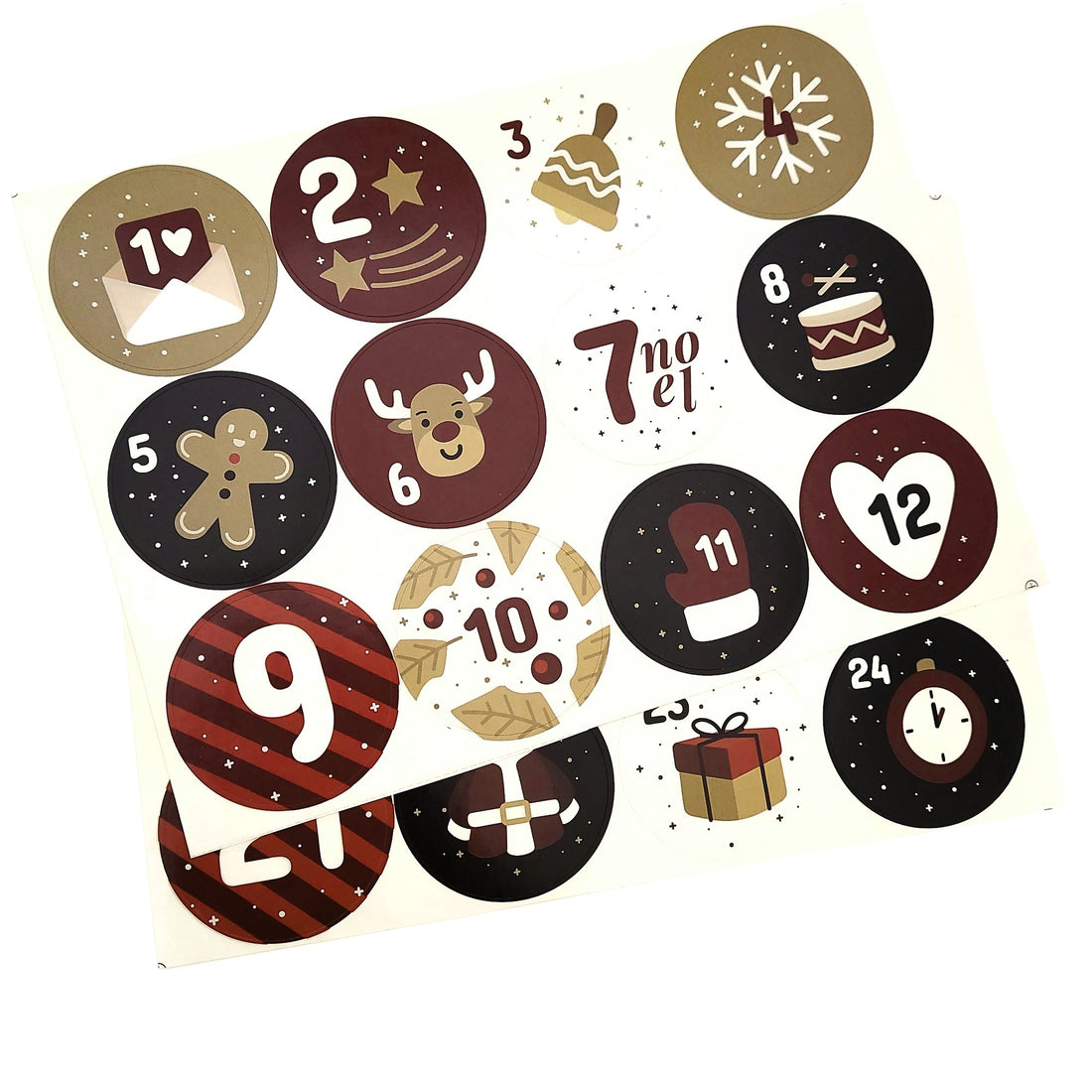 Retro Christmas Advent Calendar Stickers
