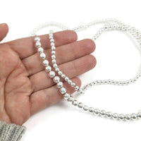 Silver Plated Hematite – Non‑Magnetic Round Electroplated Beads