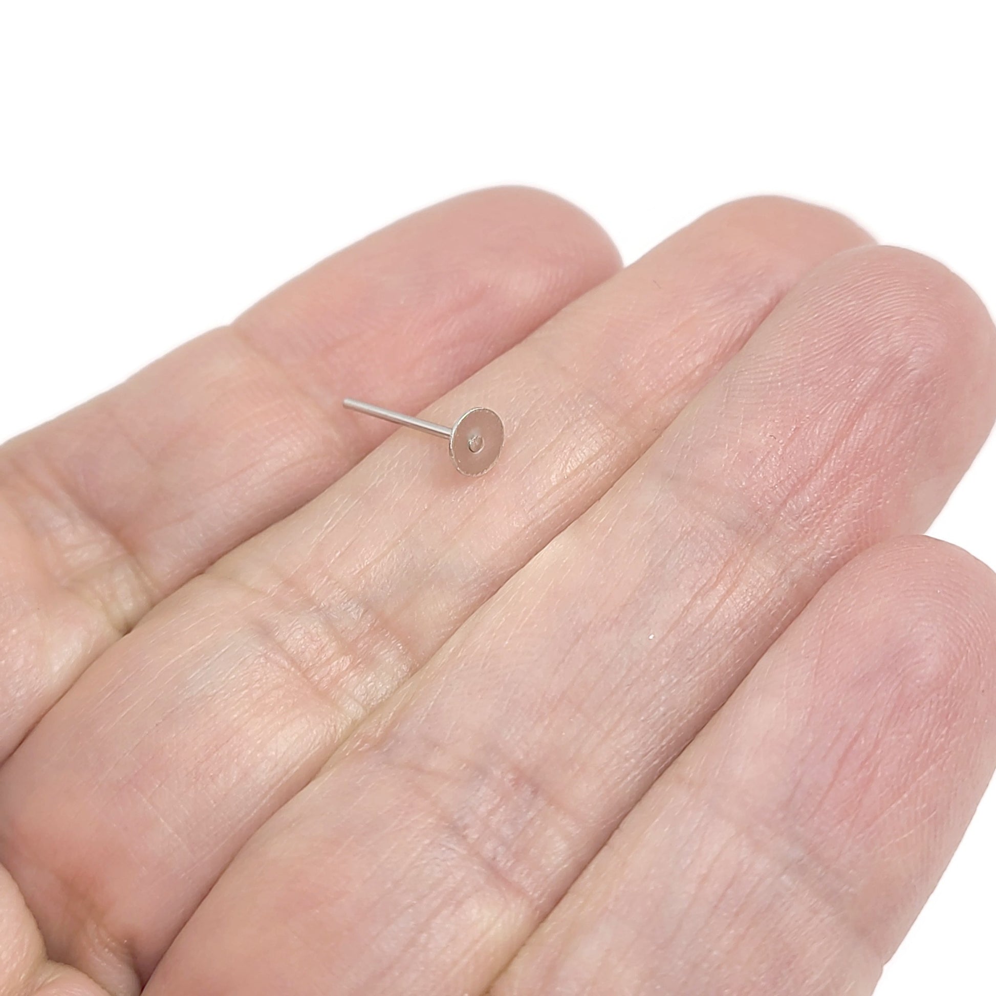 50 Earring stud posts, 4mm pad, Platinum