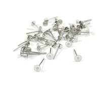 50 Earring stud posts, 4mm pad, Platinum