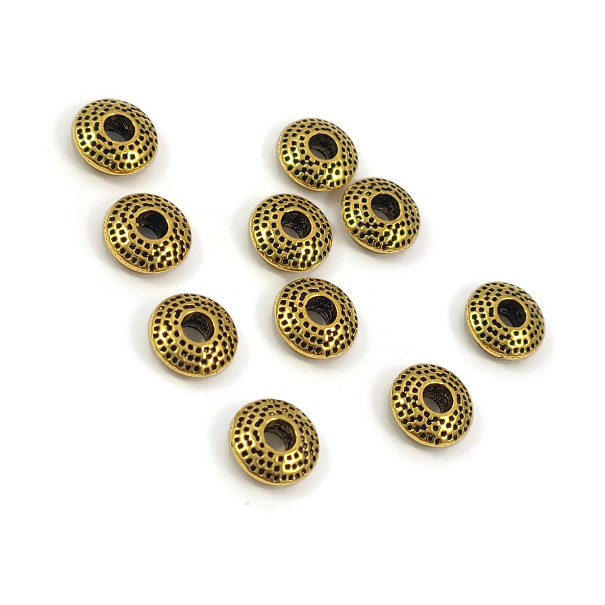 10 Perles rondelles en métal 8mm - Sans nickel, sans plomb et sans cadmium