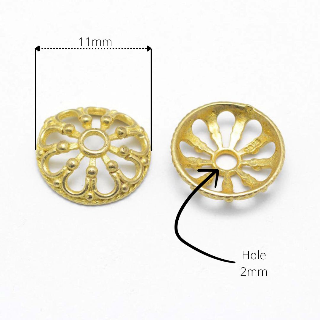 10 Flower gold bead caps 11mm  - Nickel free, lead free and cadmium free beadcaps
