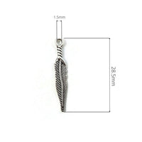 10 feather charms, 29mm nickel free metal pendants