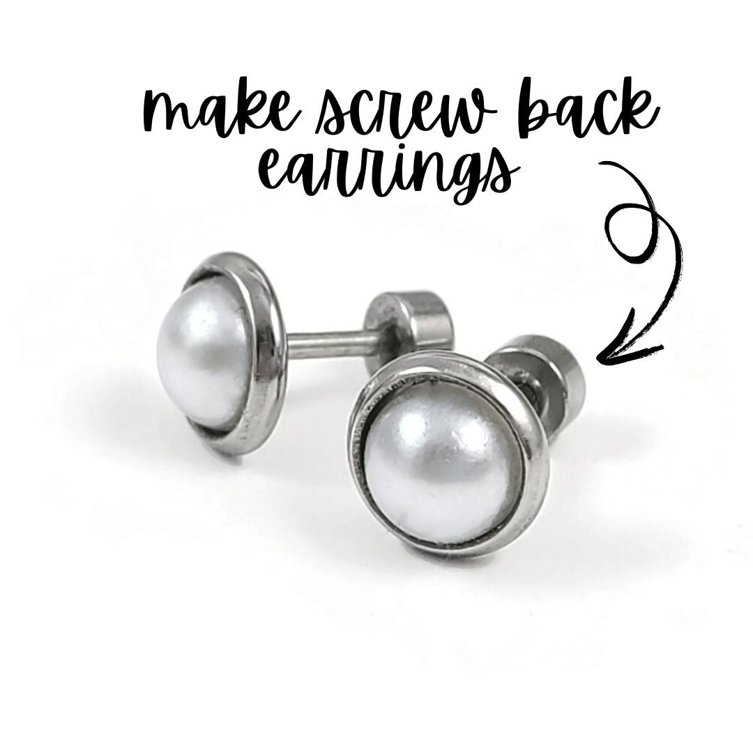 2 supports de cabochons à vis pour boucles d'oreilles