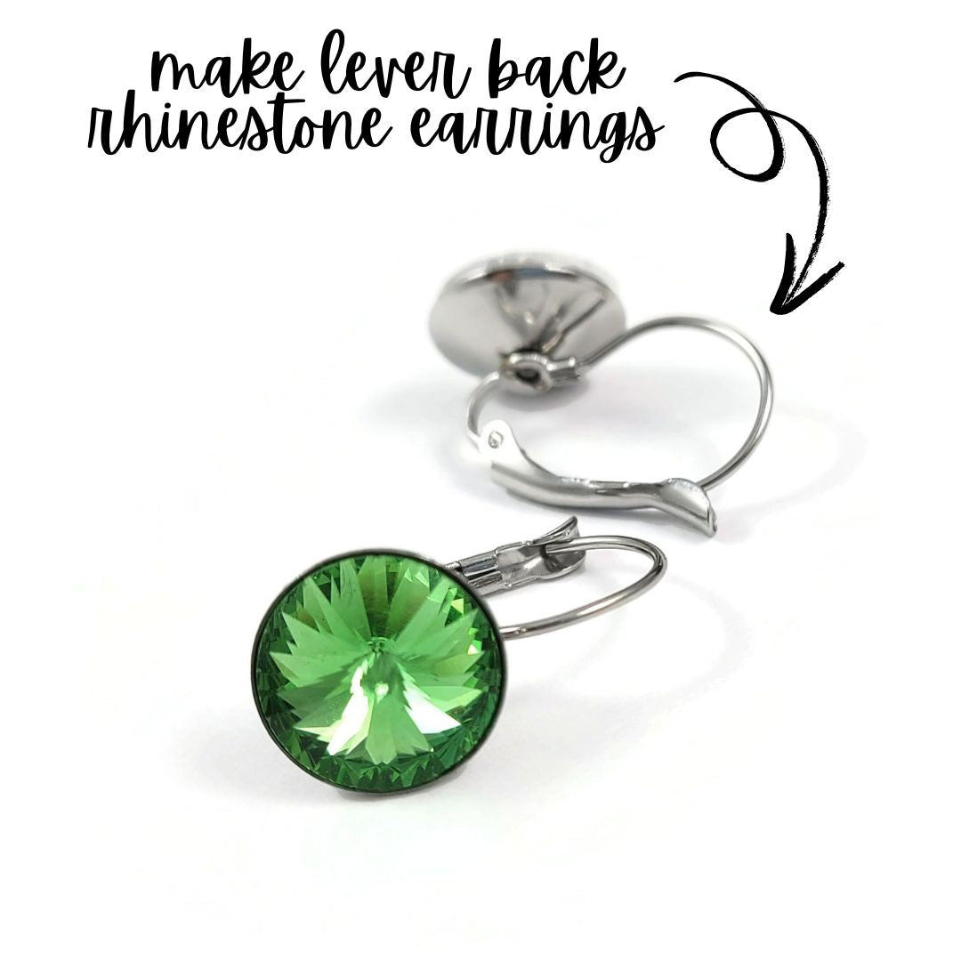 10 crochets à levier pour boucles d'oreilles strass en acier inoxydable