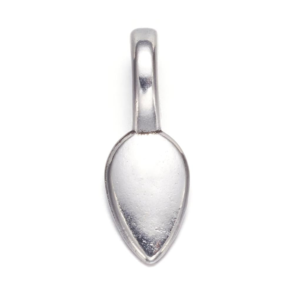 10 Glue on bails, Gold, Silver, Leaf oval pad, Nickel free