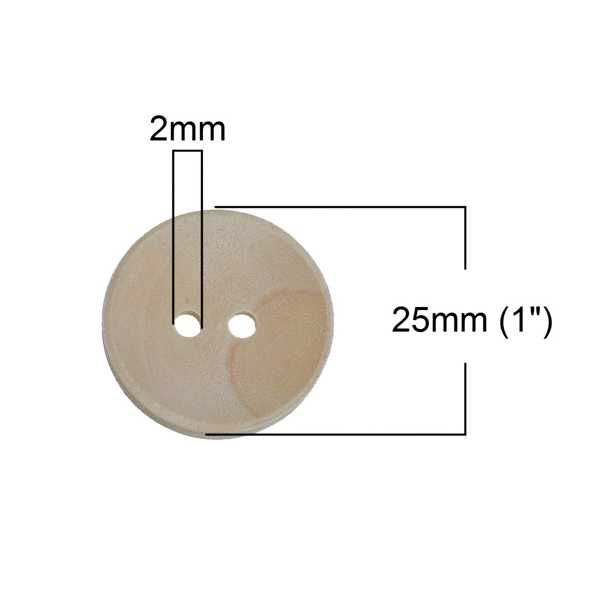2 Unfinished wooden sewing buttons 20, 25, 30, or 40mm