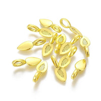 10 Glue on bails, Gold, Silver, Leaf oval pad, Nickel free