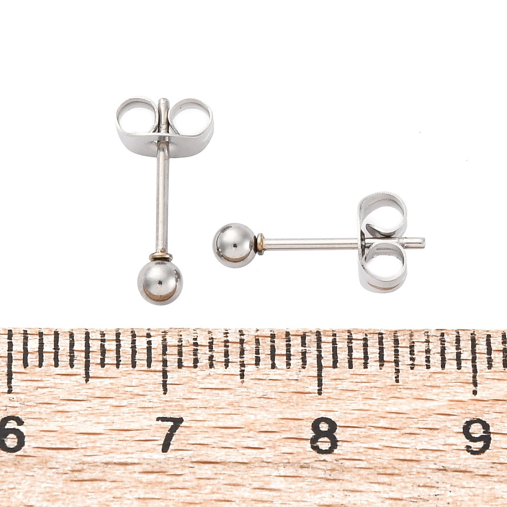 2 Stainless steel ball studs 3mm, 4mm