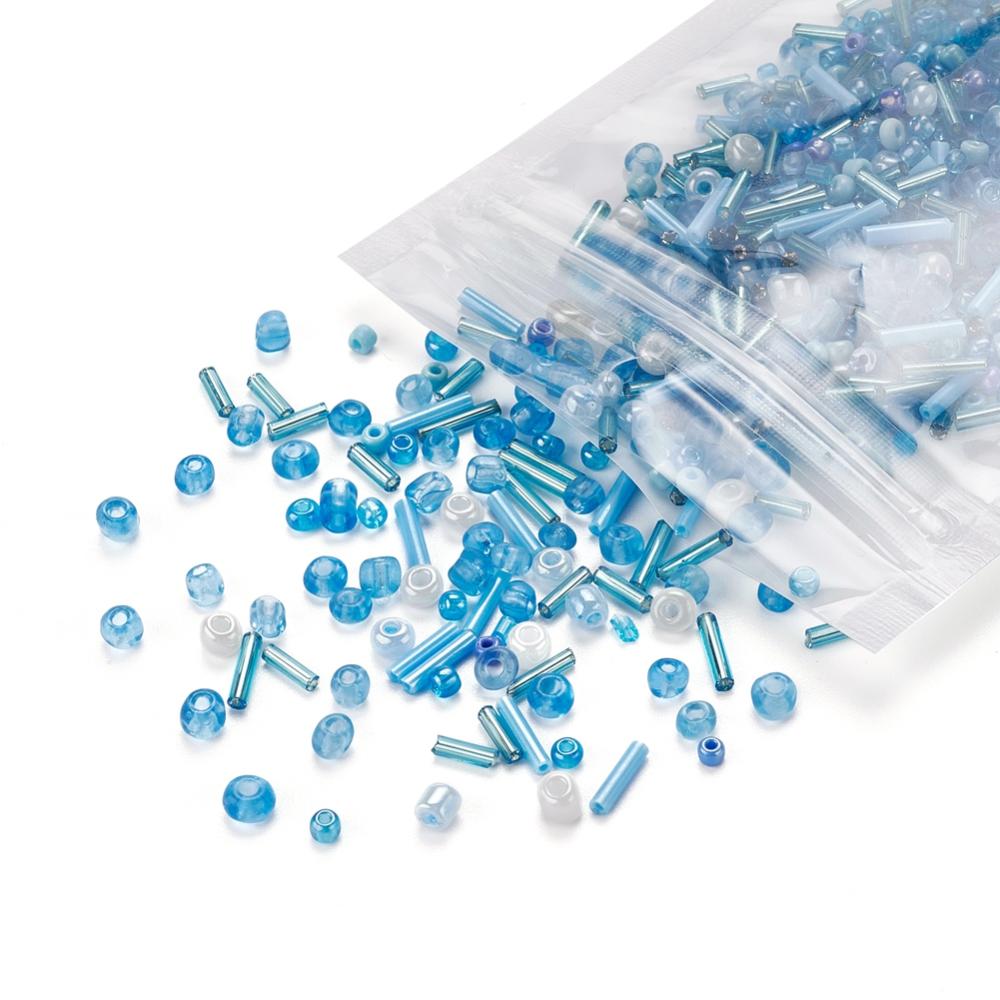 Perles de rocaille en verre - TURQUOISE - Assortiment de formes et grandeurs