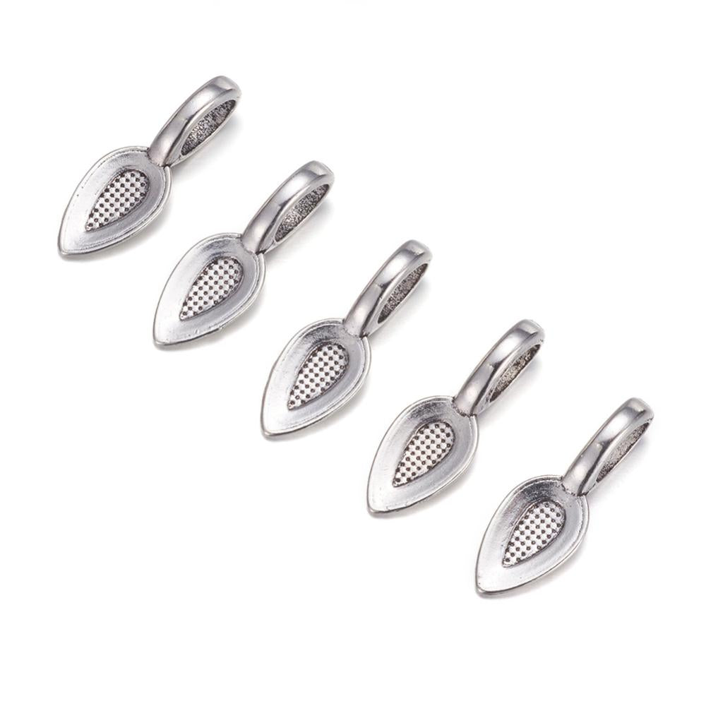 10 Glue on bails, Gold, Silver, Leaf oval pad, Nickel free