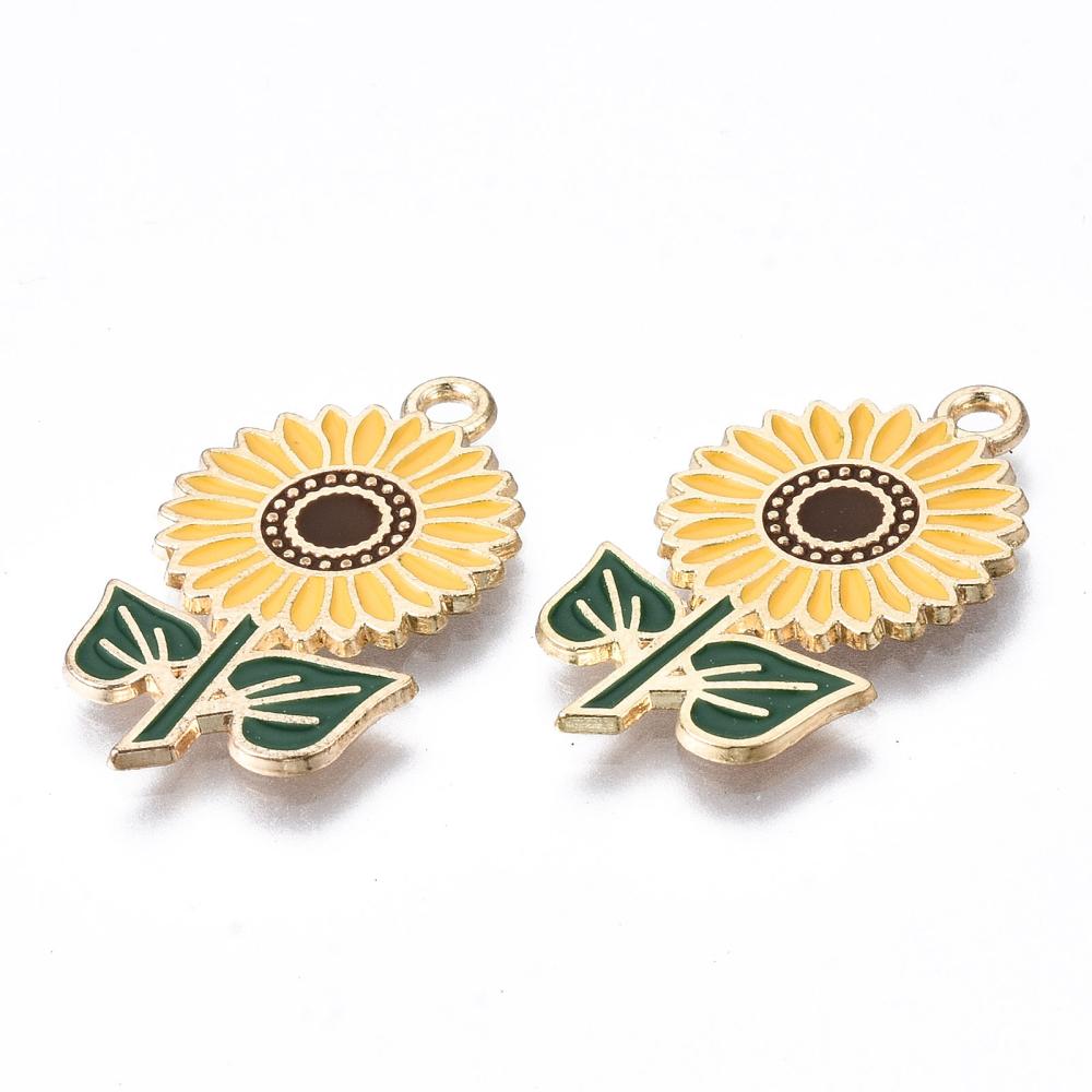 1 breloque tournesol en émail