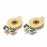 1 breloque tournesol en émail