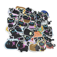 50 cute black cat vinyl sticker pack