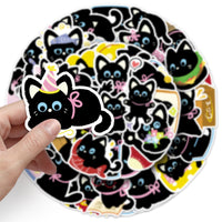 50 cute black cat vinyl sticker pack