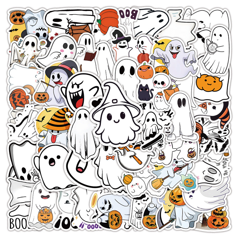 50 autocollants fantômes d'Halloween en vinyle