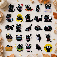 50 cute black cat vinyl sticker pack
