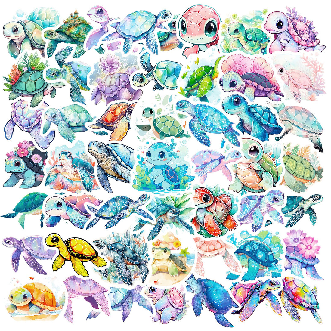 50 turtle vinyl sticker pack