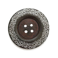 3 Extra Large Wooden Buttons with Vine Pattern – 60mm