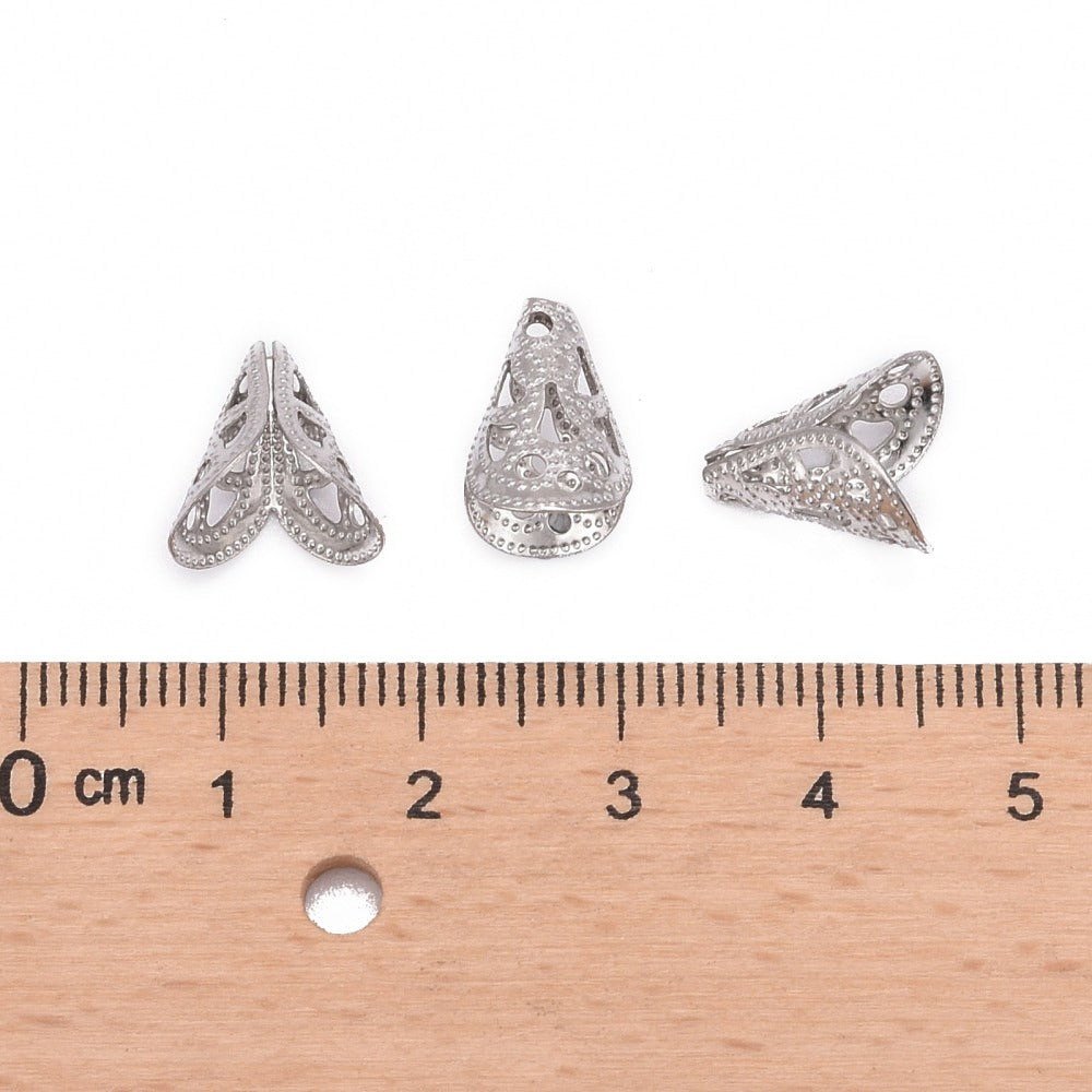 10 Coupelles cones pour perles argents 12mm en acier chirurgical