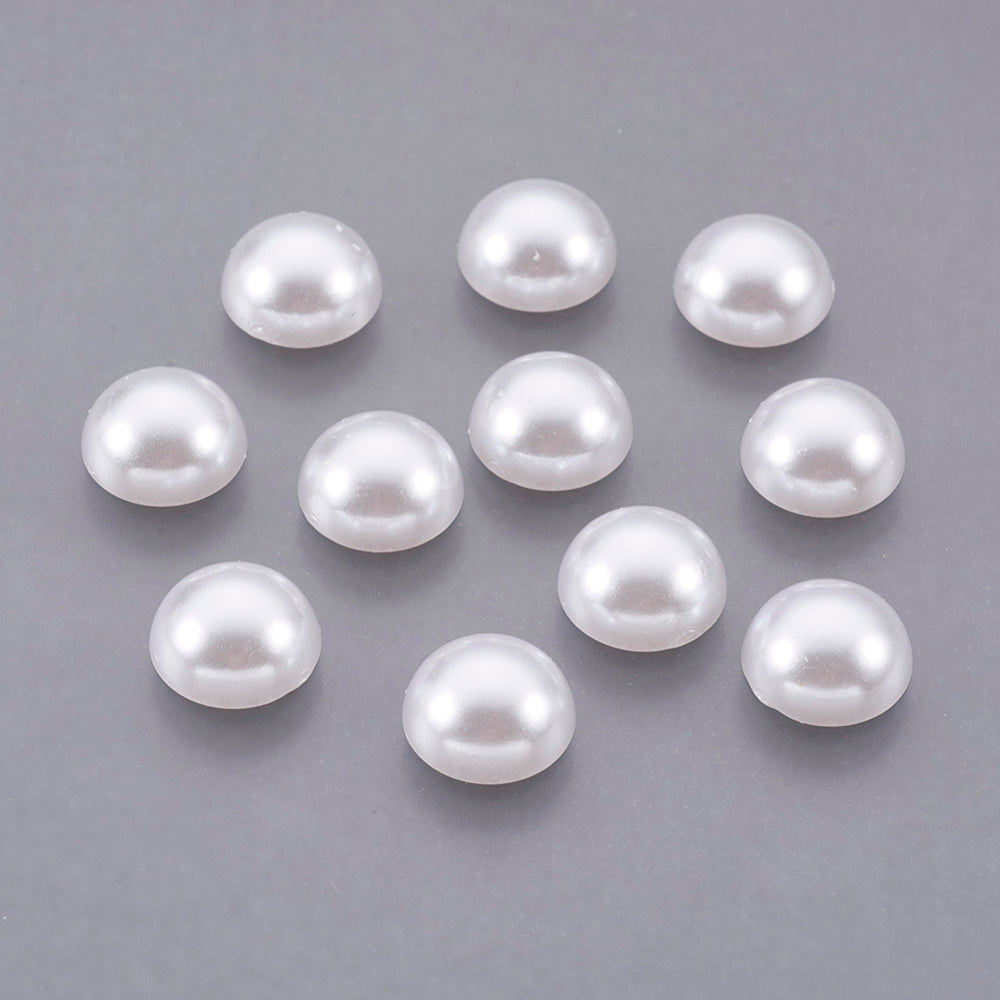 50 cabochons perlés blancs