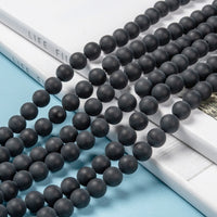 Natural black agate frosted beads Round 6mm or 8mm