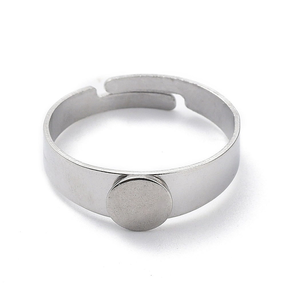 1 bague réglable en acier inoxydable avec support à coller