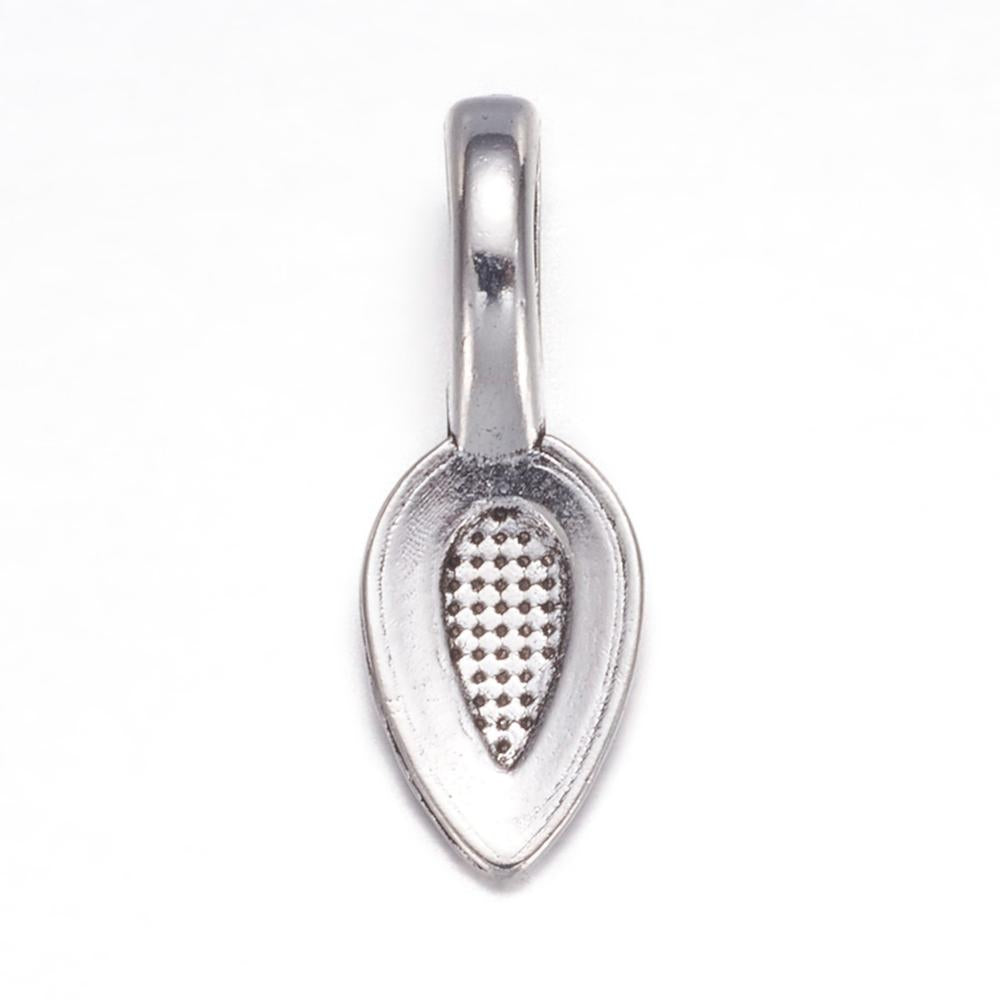 10 Glue on bails, Gold, Silver, Leaf oval pad, Nickel free