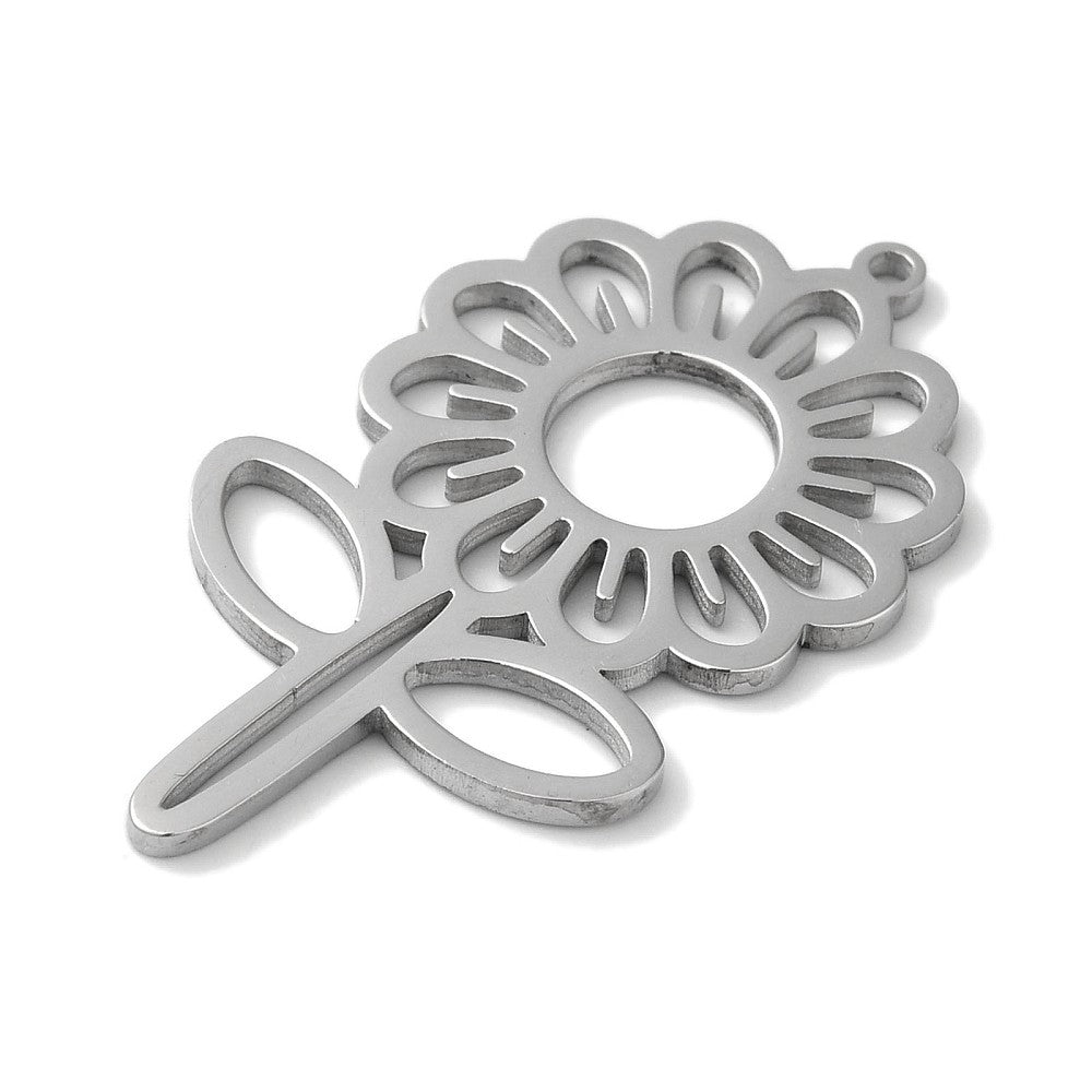 1 pendentif tournesol en acier inoxydable