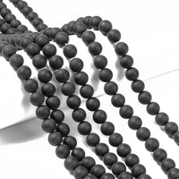 Natural black agate frosted beads Round 6mm or 8mm
