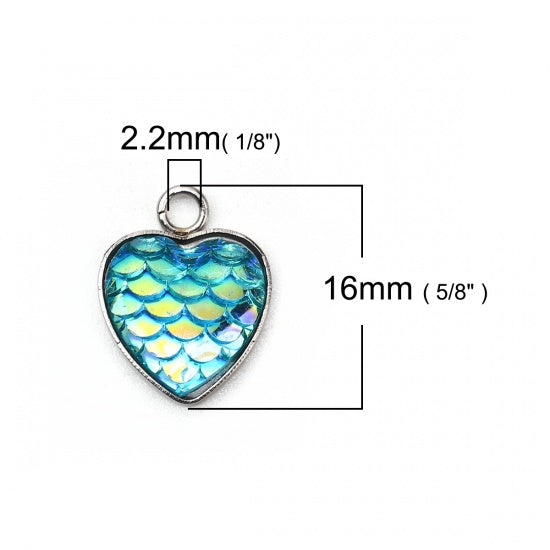 1 Breloque coeur sirène, Pendentif en métal sans nickel