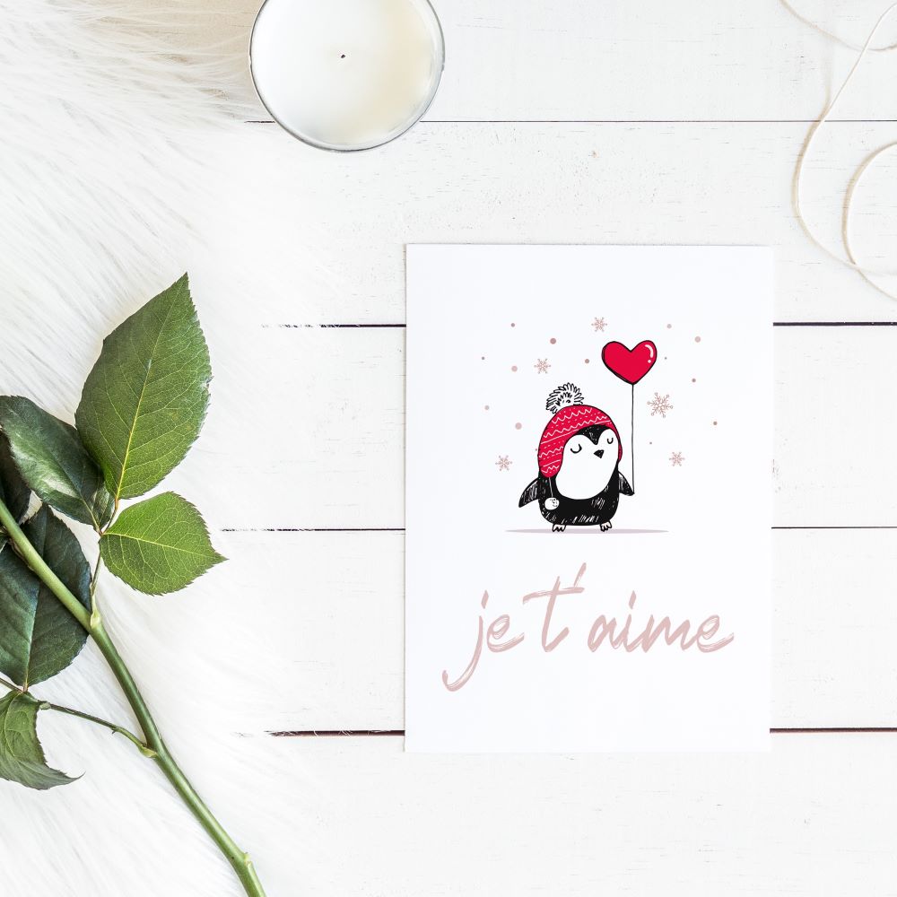 Penguin I LOVE YOU card - Printable instant download