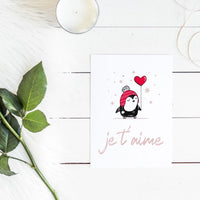 Penguin I LOVE YOU card - Printable instant download