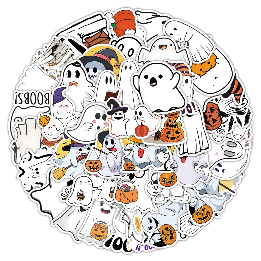 50 autocollants fantômes d'Halloween en vinyle