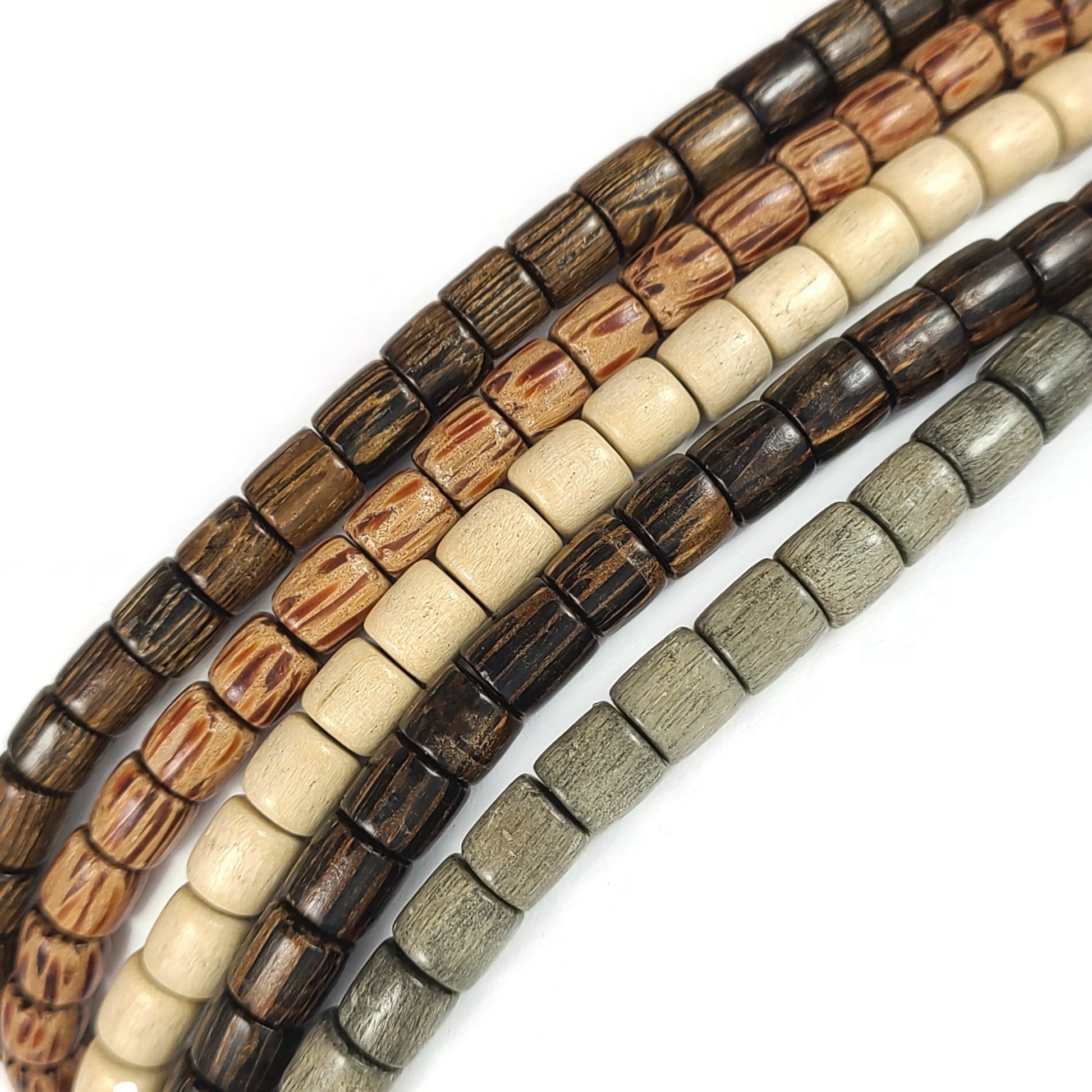 6mm exotic wood tube beads