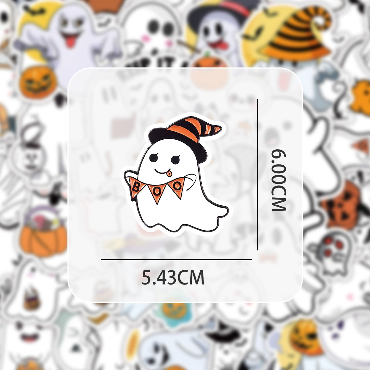 50 autocollants fantômes d'Halloween en vinyle