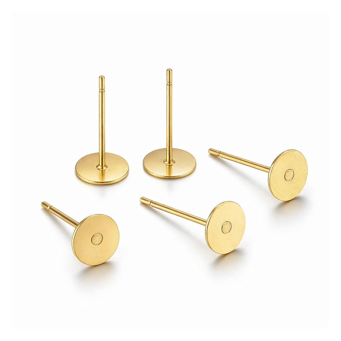 50 Gold Stainless Steel Flat Pad Stud Earring Posts