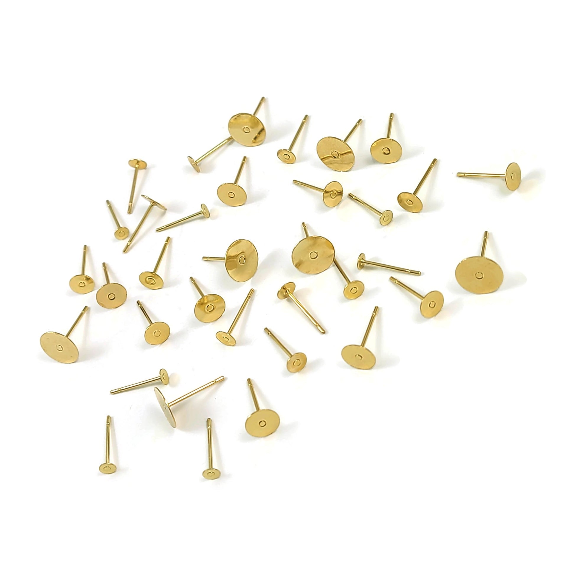 50 tiges pour boucle d'oreille en acier inoxydable or