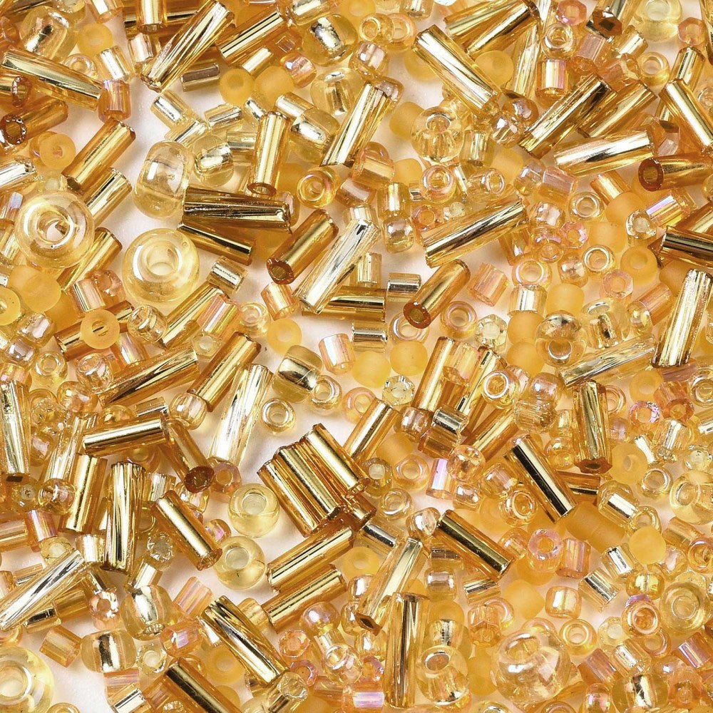 Perles de rocaille en verre - DORÉ - Assortiment de formes et grandeurs