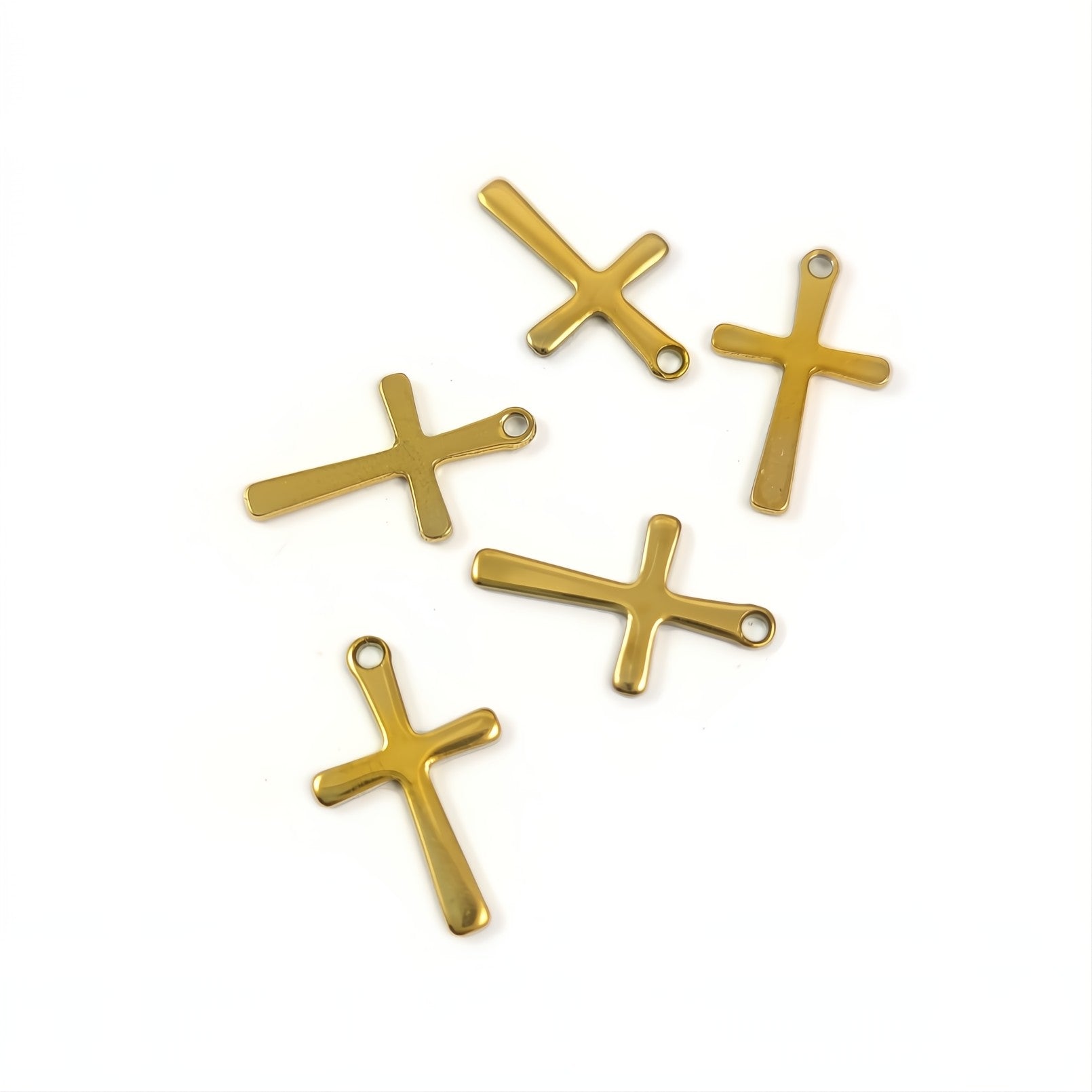 5 minimalist stainless steel cross charms