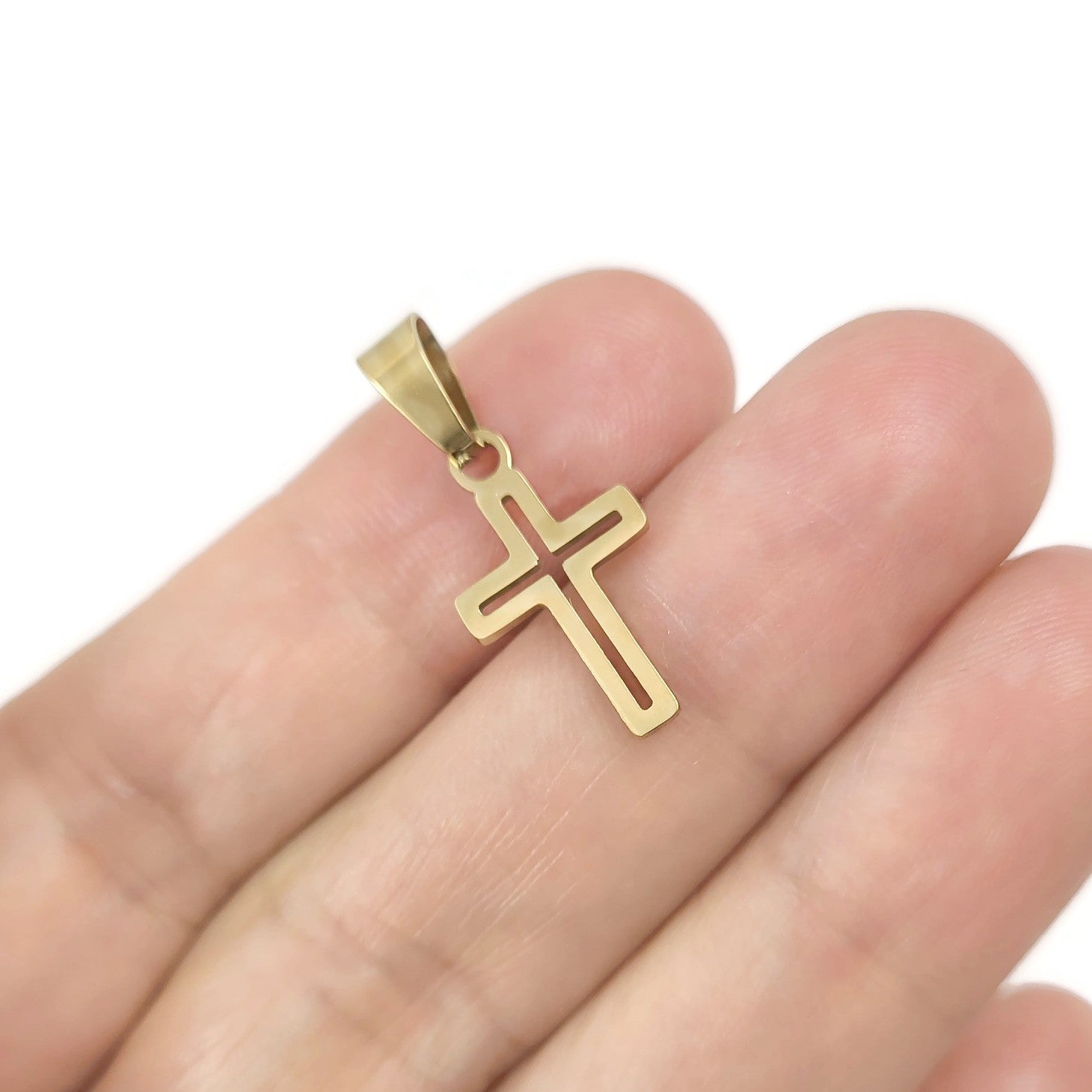 1 stainless steel cross pendant 18mm