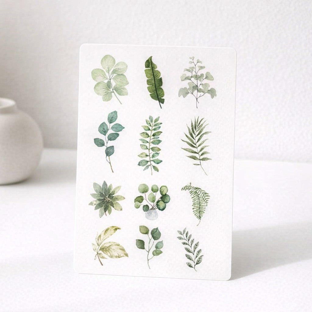 Green foliage sticker set - 6 sheets