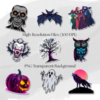Creepy Halloween 12 PNG Sticker Bundle