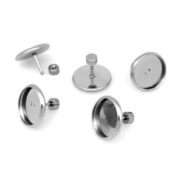 2 supports de cabochons à vis pour boucles d'oreilles