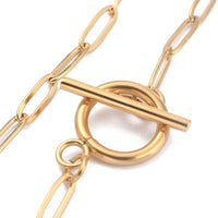 1 Stainless steel gold paperclip chain bracelet, Toggle clasp